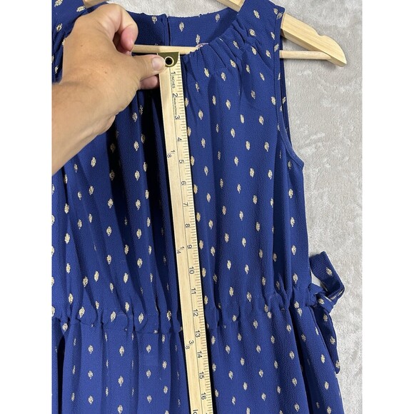 Juicy Couture Navy & Gold Polka Dots Tie Sides High Neck Dress Women’s XS - Picture 4 of 11